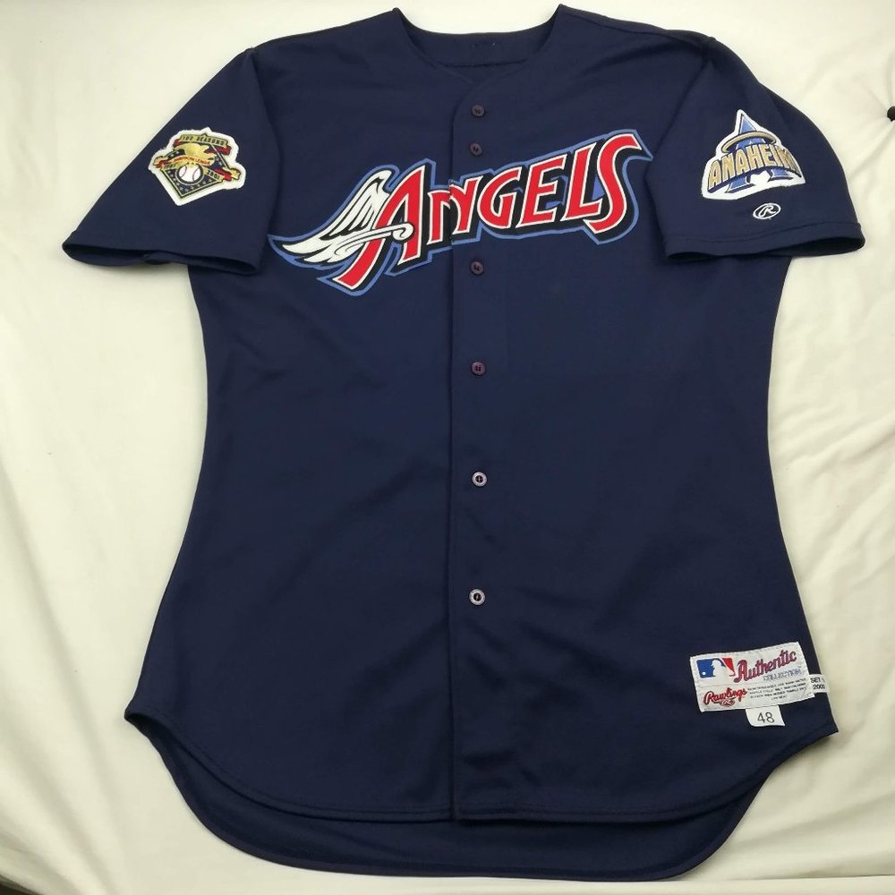 2000 Anaheim Angels Jamie Burke Game Used Jersey 48 Rawlings Authentic Disney